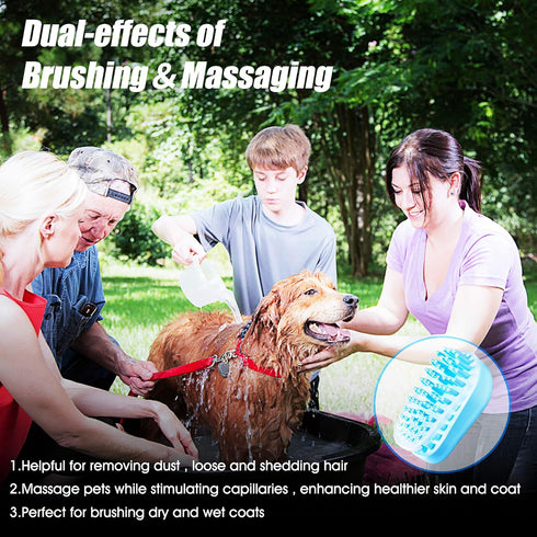 Pet Bath Massage Brush, Grooming Comb with Soft Silicone Bristles for Dogs & Cats with Short or Long Hair