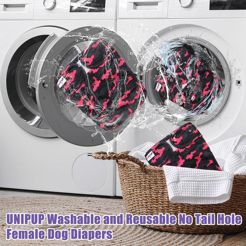 3 Pack U-WWD02L Female Dog Diapers Reusable No Tail Hole Period Panties Washable Diapers Female for Docked-Tail
