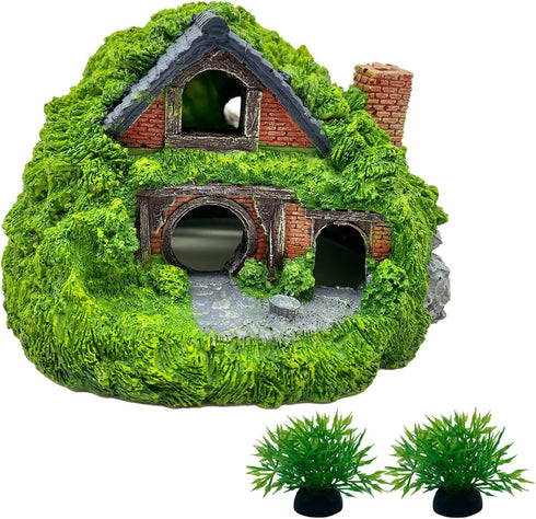 Tfwadmx 3 Pcs Hobbit House Resin Aquarium Decoration, Betta Hideout Cave, Mini Garden Landscaping Accessories