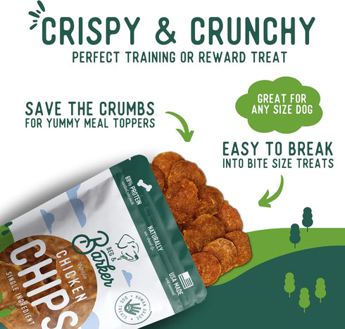 Beg & Barker Jerky Chips for Dogs Variety (3.5oz, Pack of 4) - Single Ingredient Protein Human Grade Treats Made in USA
