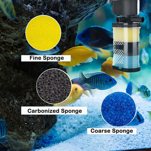 Filter Intake Sponge for Kulife Sponge Filter Aquarium Fish Tank - Fits Kulife 3-Stage Filtration Systems 3 Coarse Sponge, 3 Black Sponge, 3 Fine Sponge (Pack of 9)