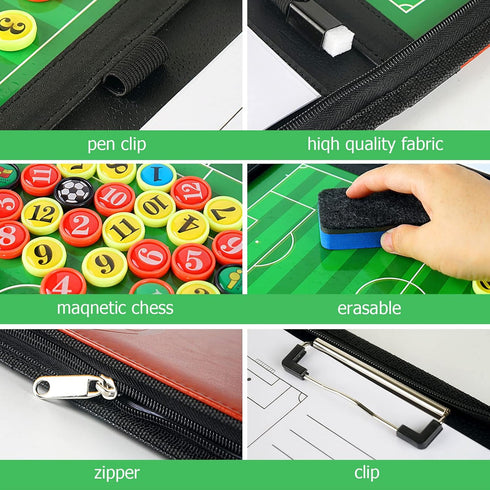 Pure Vie Magnetic Soccer Coaching Tactics Board, Portable Dry Erase Clipboard for Coaches with Markers and Eraser