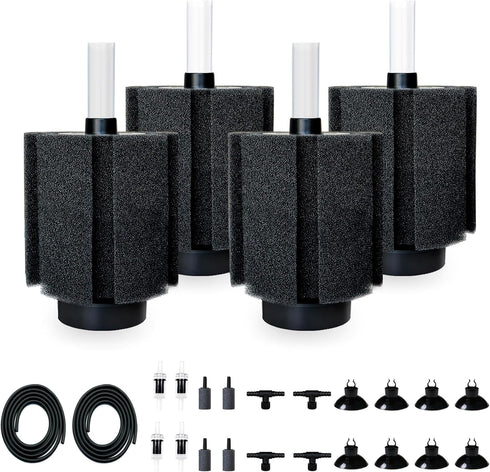DVHEY 4 Pack 70-80 Gal Aquarium Sponge Filter with Air Stone and Ceramic