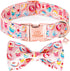 Pink Dog Collar with Bow Tie, Cute Cake Design, Durable and Adjustable, Available in Small Medium Large