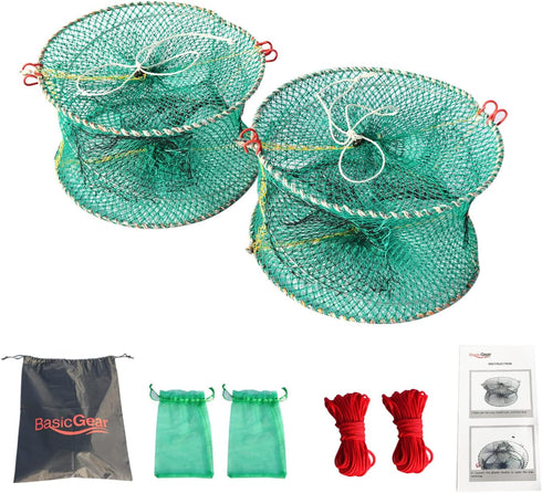 BasicGear Crab Spring Trap 2 pcs - Bait Trap for Lobster, Crawfish,