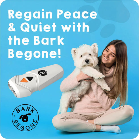 NEW 2024 Bark Begone Rechargeable Dog Trainer - Anti Barking Device, Ultrasonic Emitter, Long Range, Correct Poor