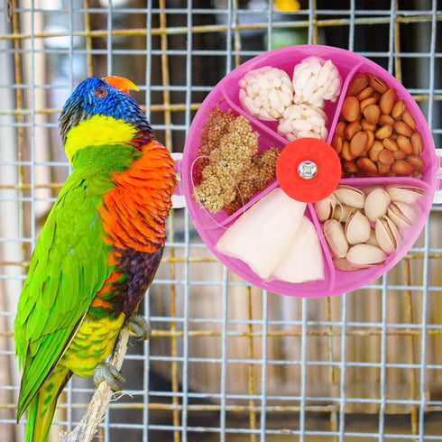 Bird Creative Foraging System Wheel, Seed Food Ball Rotate Training Toy for Small and Medium Parrots, Purple