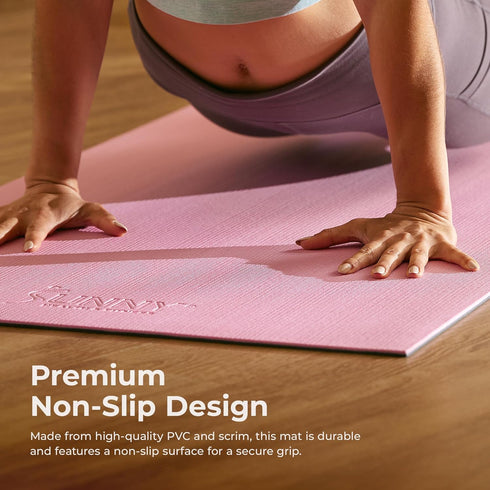 Sunny Health & Fitness Anti-Slip Yoga Mat, Durable Non-Slip Lightweight for Yoga, Pilates, and Floor Workouts