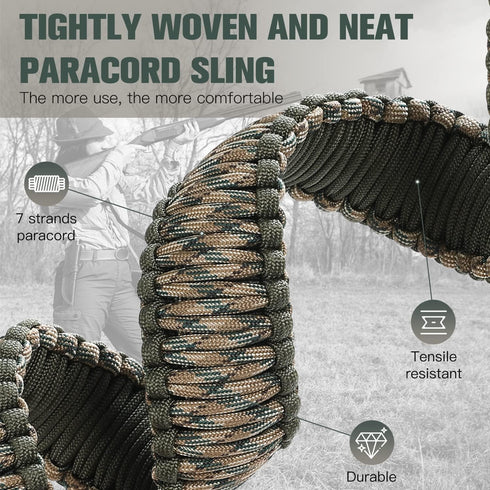 VVAAGG Two-Point Paracord Sling with Swivels, Non-Slip Quick Adjustable Length Strap for Hunting