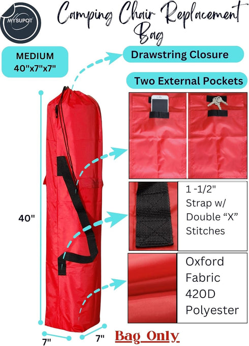 40"x7"x7" Hammock, 420D (Red, M) Replacement Bag for Folding Camping Chair, Camp Chairs, Yoga Mat, Beach Chair