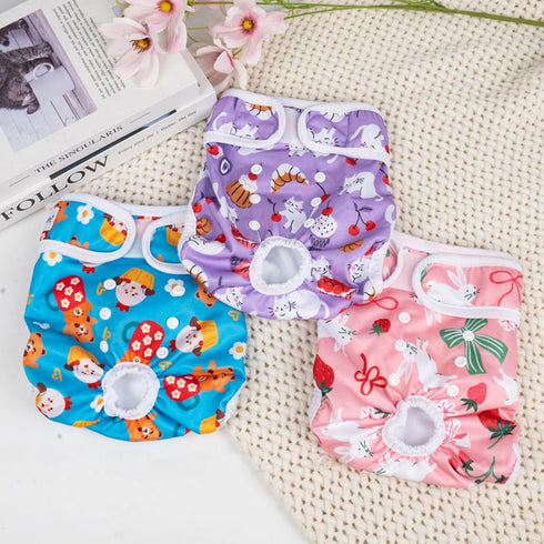 3 Pack Pet Soft Female Dog Diapers, Washable Dog Diapers Female for Dogs in Heat Reusable Dogs Period Panties, Puppy