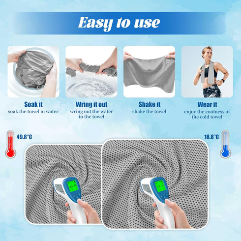 PAWPRO 4 Packs Face(40"x12"), Cooling Towels for Neck and Soft Breathable Cooling Towel with Waterproof Bag