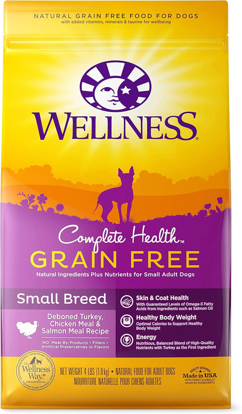 Wellness Complete Health Grain-Free Small Breed Dry Dog Food, Natural Ingredients, 4-Pound Bag