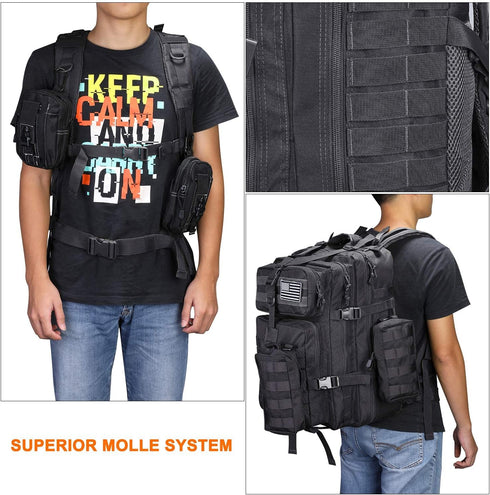 Prospo 40L Military Tactical Shoulder Backpack - Molle Bag Pack for Assault Survival & Fishing Storage