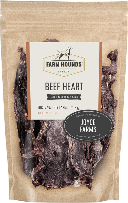 100% 4oz -2 Pack Farm Hounds - Beef Heart - Premium Natural Beef Heart Jerky for Dogs - Made from Humanely Raised