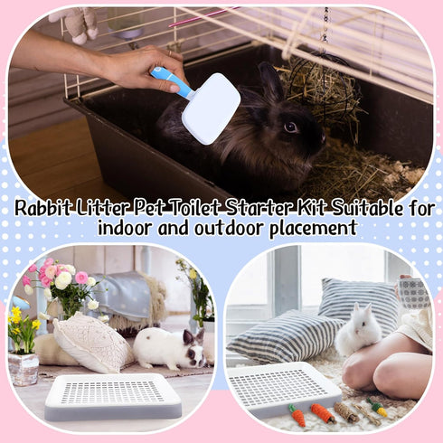 19 Set Pcs Rabbit Starter Kit Small Bunny Litter Box Animal Grooming Kit Water Bottle Bunny Toys Hay Feeder Bowl