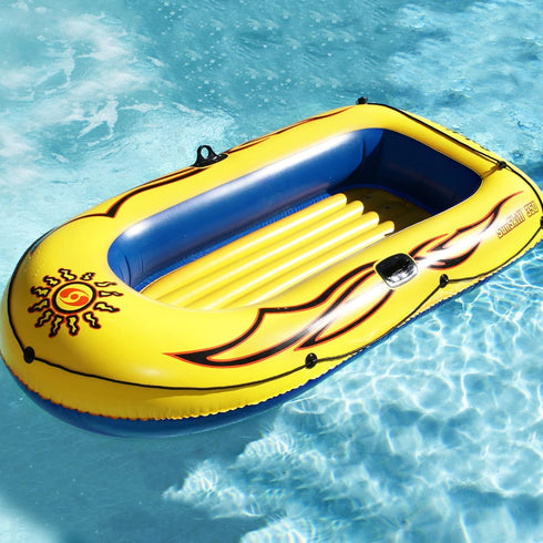 3 8 SOLSTICE Inflatable Boat Rafts Person for Adults & Kids Comes W/ Pole Oar Holders Cushioned Comfortable Base Grab