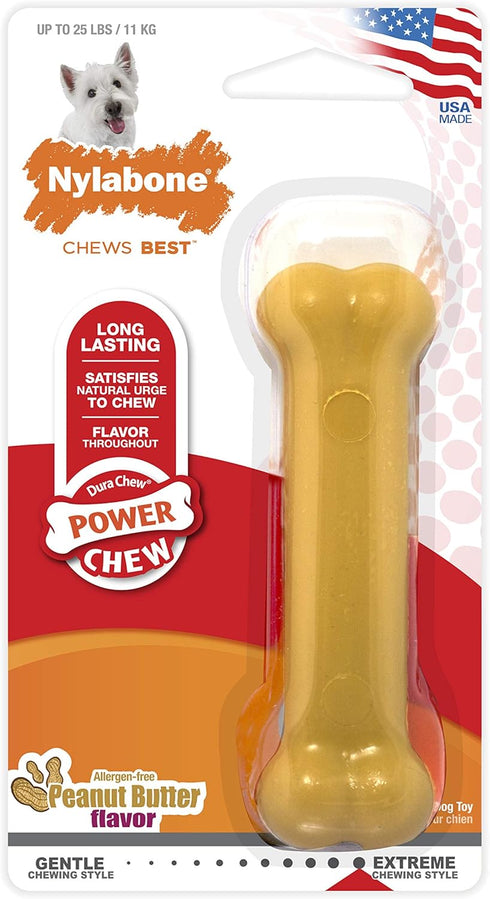 Nylabone Original Power Chew Toy for Dogs, Durable Peanut Butter Flavor, Small - Up to 25 lbs, 1 Count