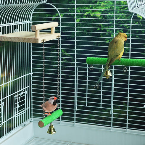 Natural Wood Bird Perches for Cage, Platform Swing, Nail Trimming Paw Grinding Stick for Parakeet Cockatiels Parrot