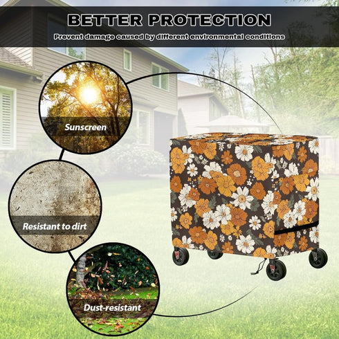 Xumfabuy 80 Cooler Cover, Floral Print Outdoor Bar Cart Cover Compatible with Most Quart Patio Cooler Cart, Ice Chest