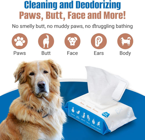Dog Wipes for Paws and Butt, 600 Count/6 Packs, Fragrance Free Grooming Wipes for Dogs and Cats