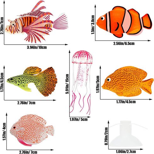 Weewooday 7 Pieces Artificial Glowing Fish, Colorful Floating Jellyfish Aquarium Decor