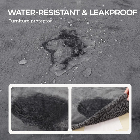 Waterproof Pet Blanket, Liquid Pee Proof Dog Blanket for Sofa Bed Couch, Reversible Sherpa Fleece Cover for Dogs Cats,