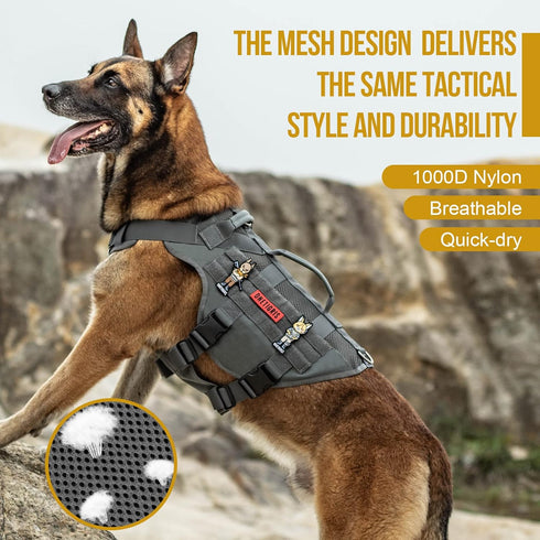 OneTigris Tactical No Pull Dog Harness, Breathable Mesh Design Service Vest for Small Dogs, Molle with Handles