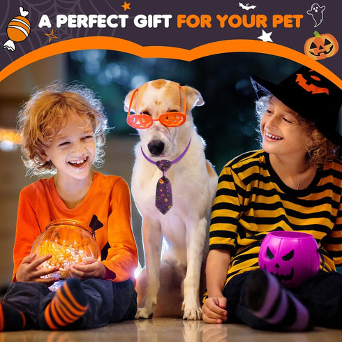 Reginary 100 Pcs Halloween Dog Bow Ties Collar Bulk, 40 Neckties, 30 Puppy Bow Ties, 30 Collar Flowers for Small Medium