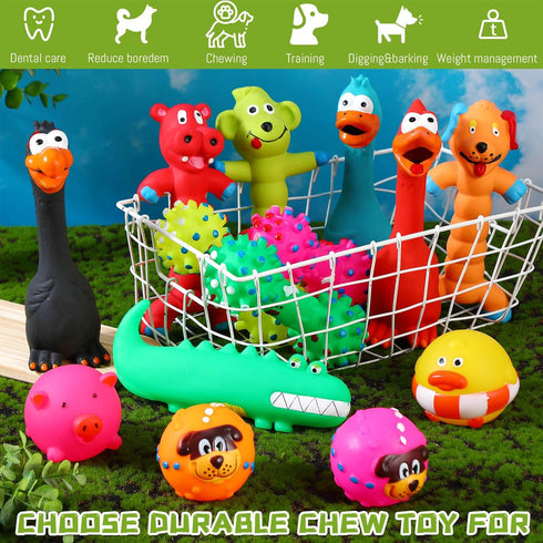 Shappy 20 Pcs Squeak Latex Puppy Toy, Squeaky Dog Toys for Small Medium Large Pets, Interactive Play Fetch