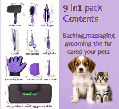 Kriopy Kit-9 Packs Set Trimming Pet Grooming Tools Dog Cat Grooming Kit Dog Cat Grooming Supplies Dog Cat Brush Dog