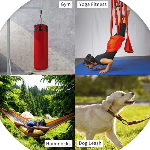 Heavy Duty Carabiner Clip, 855lbs, 3" Iron Caribeaners for Hammocks, Camping, Hiking, Keychains, Outdoors