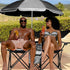 Volowoo Double Camping Chair,Double Folding Beach Chairs, Camping Chair W/Umbrella Mini Table Beverage Holder Carrying