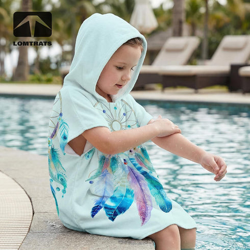 LOMTRATS Kids,Swimming Quick Dry Surf Poncho Changing Towel Robe Hoodie for Beach Surfing Diving Home Hot Springs