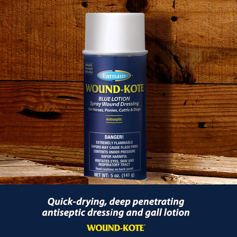 Farnam Wound-Kote Blue Lotion Spray, 5 Oz, Horse Wound Care for Minor Wounds, Cuts, and Sores