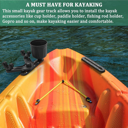 Kayak Track - Low Profile Mount Track for Fishing Rod Holder, Cup Holder, Anchor Cleats, Pack of 2