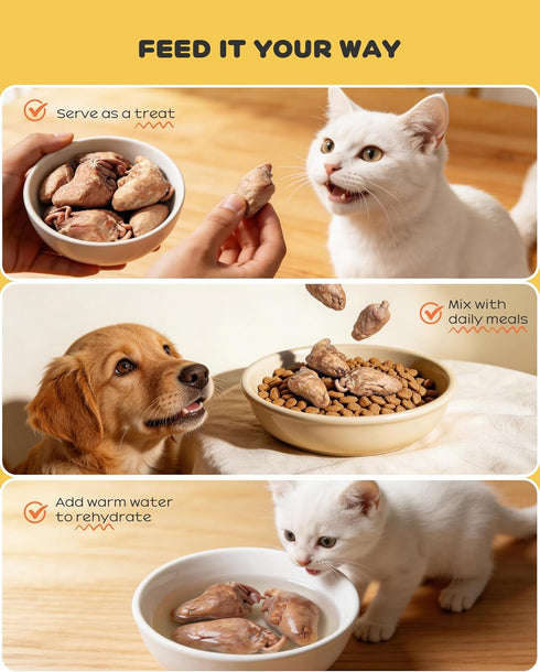 17.64 oz (1.1LB), Freeze Dried Chicken Hearts for Cats & Dogs, Raw High Protein Cat & Dog Treats, Single Ingredient