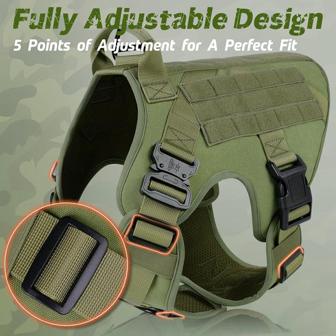 rabbitgoo Tactical Dog Harness for Large Dogs, Heavy Duty No-Pull Vest with Handle, Adjustable Military Harness for