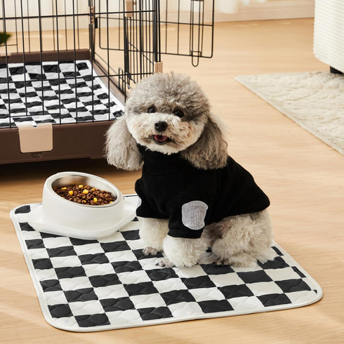 2 Pack Black Checkered Washable Pee Pads for Dogs, Checkered Reusable Dog Pee Pads, for Puppy Playpen, Crate, Whelping
