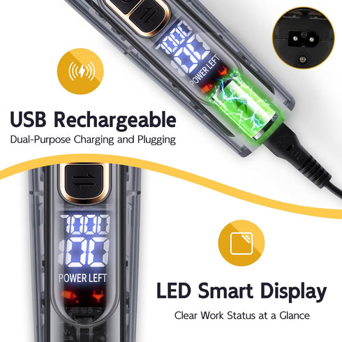 3-Speed, FURBONA Dog Grooming Kit with LED Display, Low Noise, Rechargeable, Cordless, Waterproof Clippers for Dogs