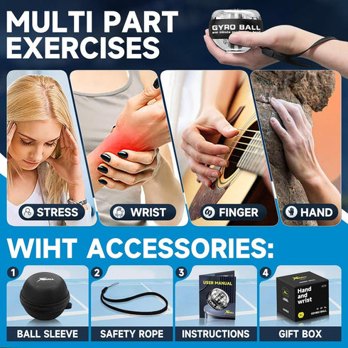 XMALL Torque Ball Hand Exerciser, Grip Strength Trainer, Forearm Strengthener, Wrist Power Gyro Ball, Hand