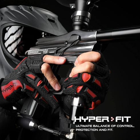 Glove Station Hyper-Fit Tactical Paintball Gloves - Red, Large Size, 2 Fingerless Design for Combat, Hunting, Airsoft