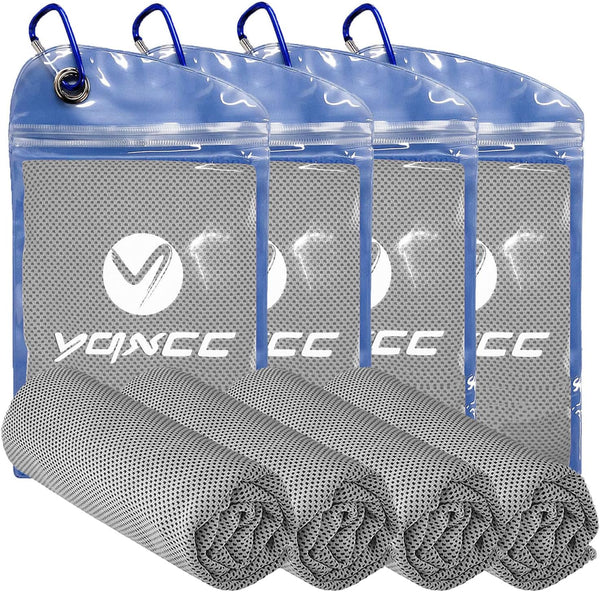YQXCC 4 Pack Cooling Towels, Microfiber Soft Breathable Chilly Ice Towels for Sports, Yoga, Camping