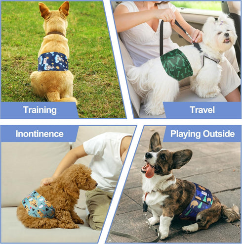5 Pack Dog Diapers Male, Premium Belly Bands for Male Dogs, High Absorbing Dog Pee Wraps for Doggie in Incontinence