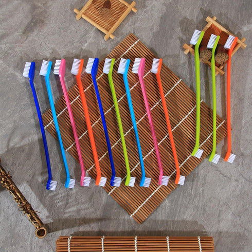 200PCS Set, 5 Pet Toothbrush Colors Dual-Ended Dog Cat Tooth Brushes Bulk for Small Medium Large Dogs Cats, Soft