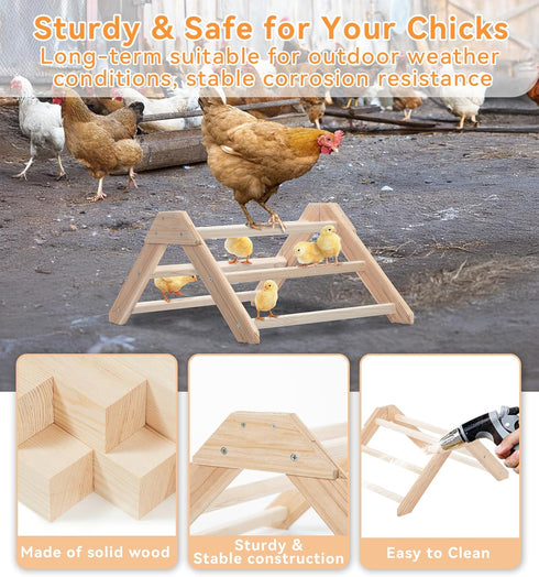 PETSFIT Chick Perch Prevent Rotation Design, Strong Wooden Chicken Roosting Bar, Easy to Assemble and Clean, Fun Toys