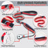 PetsProMax Tactical Dog Leash with Car Seat Belt Clip, Heavy Duty Elastic Bungee Leash with 360 Rotatable Hook (Red)