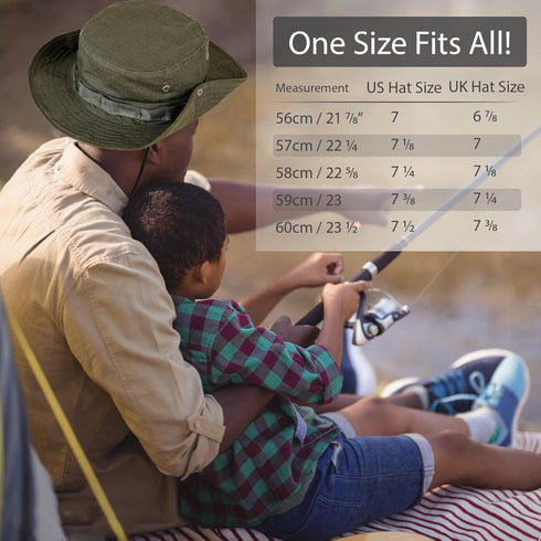 Wide Brim Boonie Hat, Camo Bucket Hats for Men & Women, Safari Military Beach