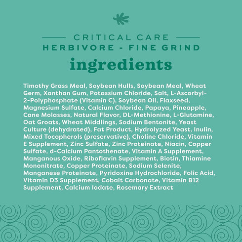 Critical Care Herbivore, Fine Grind, Emergency Rabbit & Guinea Pig Food, 100 gram bag by Oxbow