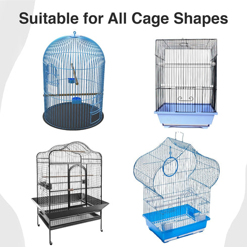 Bird Cage Seed Catcher Skirt, Nylon Mesh Liners for Large Cages, Elastic Easy Cleaning Cover (Black 59-79 inch)